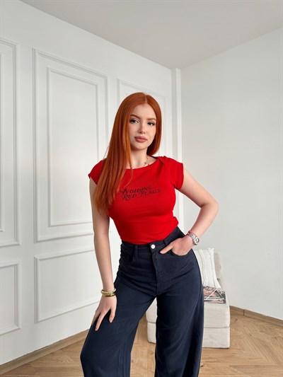 Red Flags Slim Fit T-shirt Kırmızı