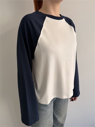 Reglan Kol Çift Renk Sweashırt Ekru-laci