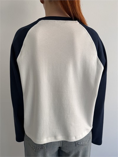 Reglan Kol Çift Renk Sweashırt Ekru-laci