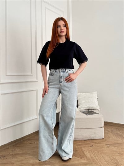 Relax Fit Kemerli Pantolon Açık mavi