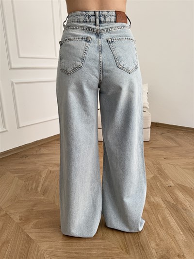 Relax Fit Kemerli Pantolon Açık mavi