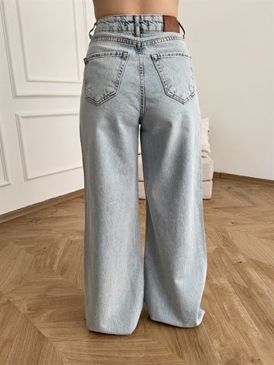 Relax Fit Kemerli Pantolon Açık mavi