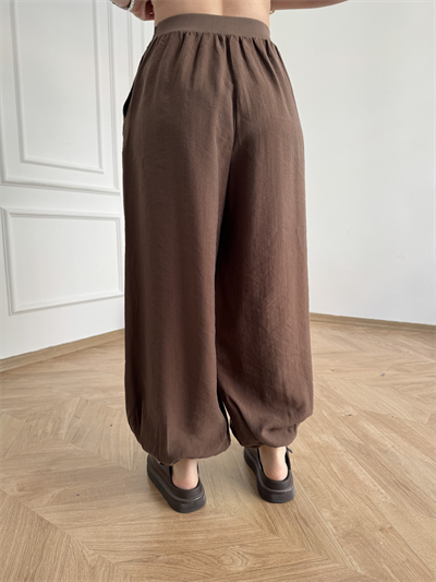 Ribana Belli Paça Lastikli Relax Pantolon Kahve