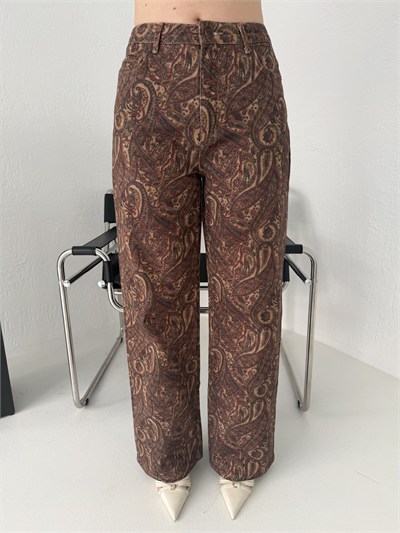 Şal Desen Wideleg Pantolon Şal desen