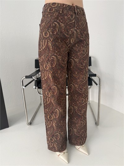Şal Desen Wideleg Pantolon Şal desen