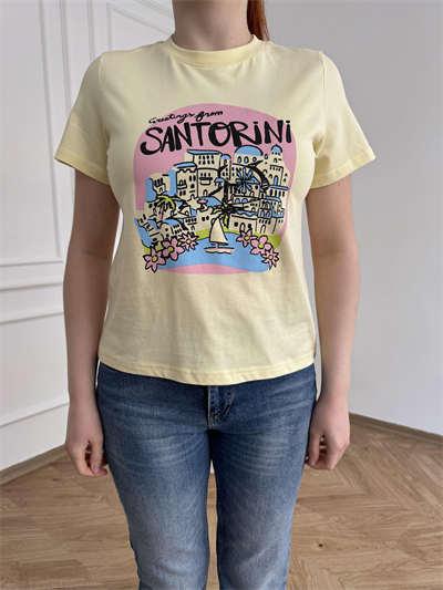 Santorini Basic Fit T-shirt Sarı