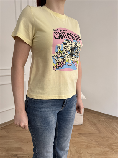 Santorini Basic Fit T-shirt Sarı