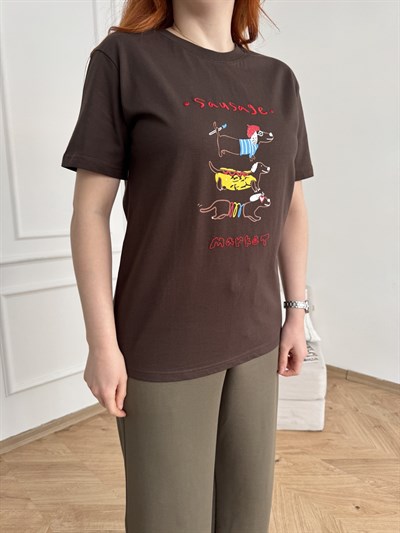 Sausage Market T-shirt Kahve