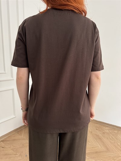 Sea Soul Baskılı T-shirt Kahve