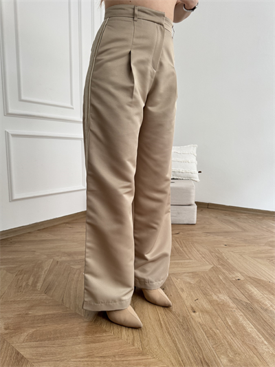 Şerit Detaylı Pantolon Bej