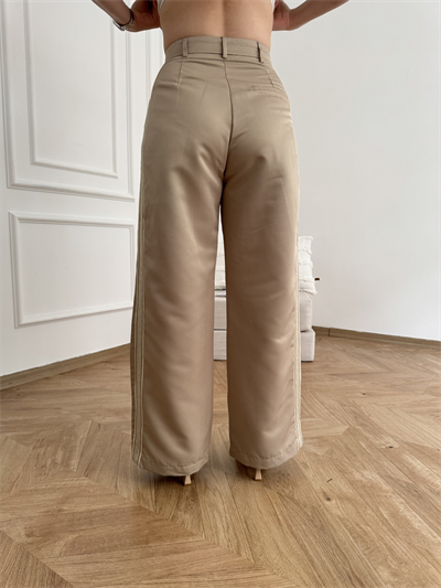Şerit Detaylı Pantolon Bej