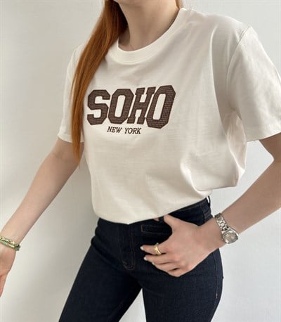 SOHO Nakışlı T-shirt Ekru