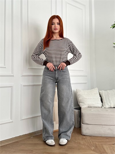 Straight Fit Jean Pantolon Gri