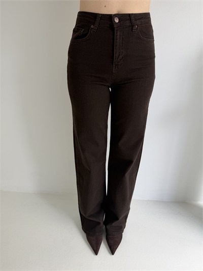 Straight Jean Pantolon Koyu kahve