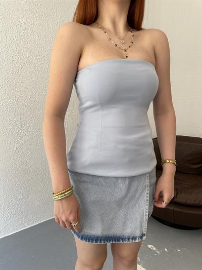Straplez Bluz Açık mavi