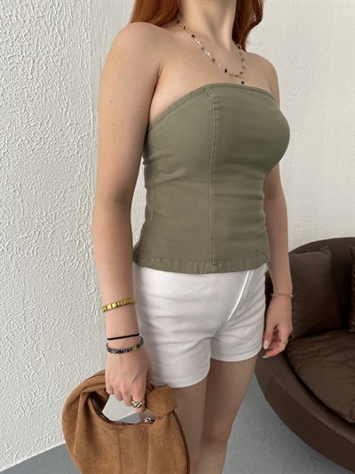 Straplez Bluz Çağla