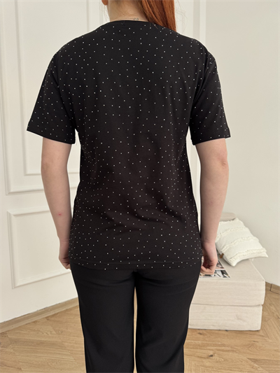 Taş Baskılı Tshirt Siyah