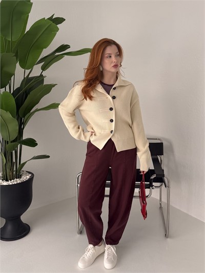 Tencel Balon Pantolon Bordo