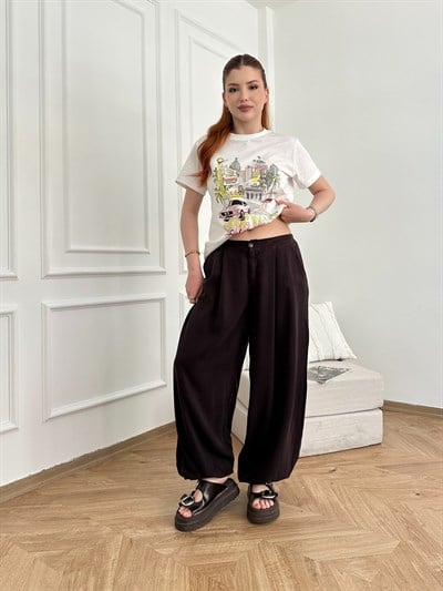 Tencel Şalvar Pantolon Acı kahve