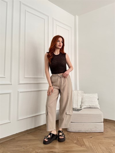 Tensel Garnili Relax Fit Pantolon Bej
