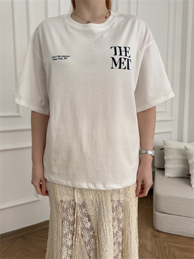 The Met Baskılı Oversize Tshirt Ekru