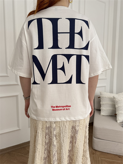 The Met Baskılı Oversize Tshirt Ekru
