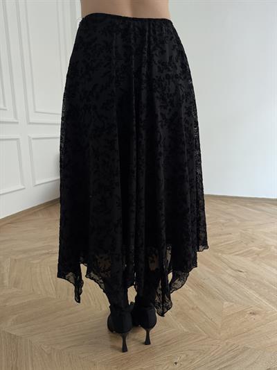 Tül Asimetrik Etek Siyah