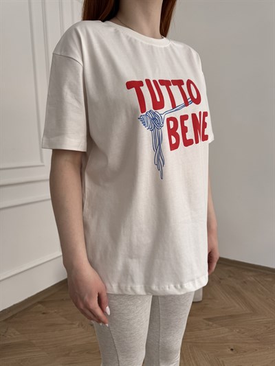 Tutto Bene Baskılı T-shirt Ekru