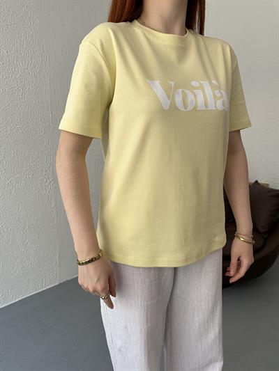 Voıla Baskılı Tişört Sarı