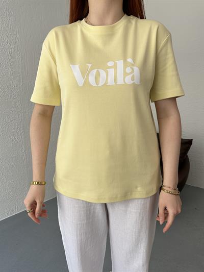 Voıla Baskılı Tişört Sarı