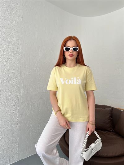 Voıla Baskılı Tişört Sarı