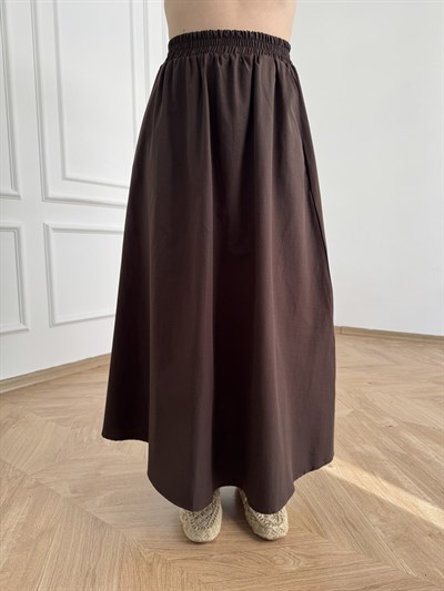 Yan Cepli Midi Çan Etek Acı kahve