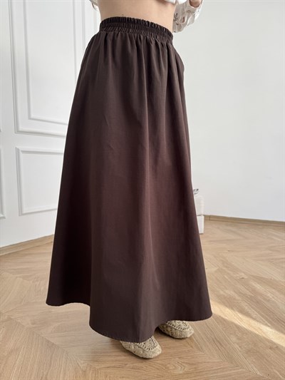 Yan Cepli Midi Çan Etek Acı kahve