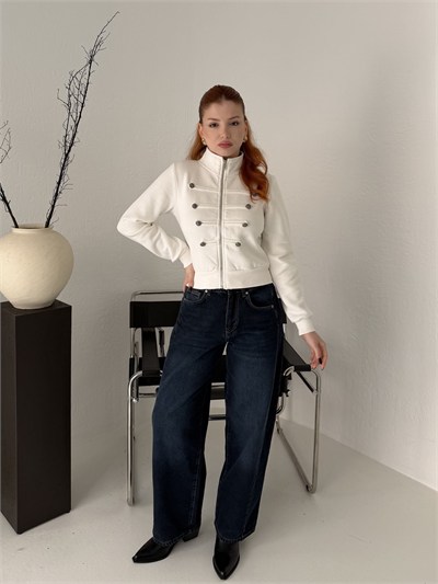 Yanı Parçalı Barrel Jean Pantolon Lacivert