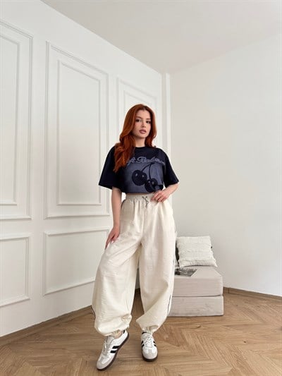 Yanı Şeritli Paraşüt Pantolon Taş