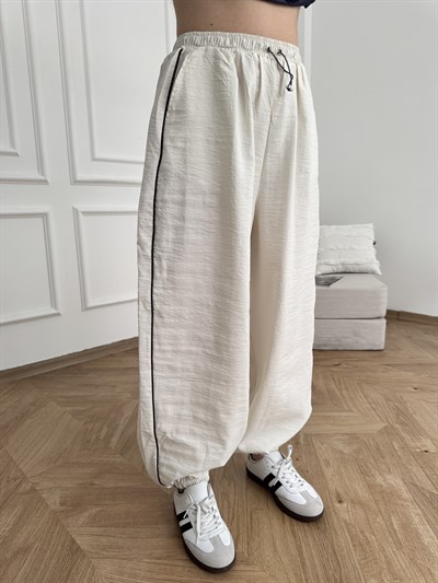 Yanı Şeritli Paraşüt Pantolon Taş