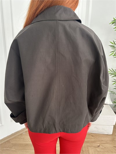 Yarasa Kol Kısa Trençkot Kahve