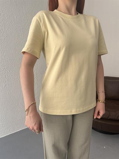Yarım Kol Tişört Açık sarı