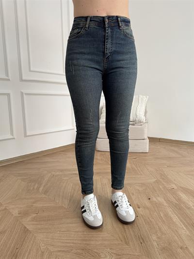 Yıpratma Detay Skinny Pantolon 02 koyu tint