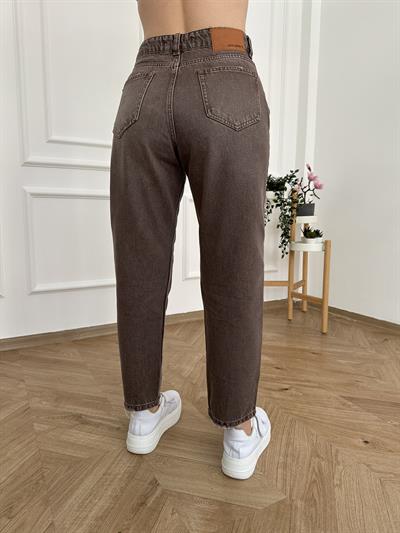 Yırtık Detay Denim Pantolon Kahve