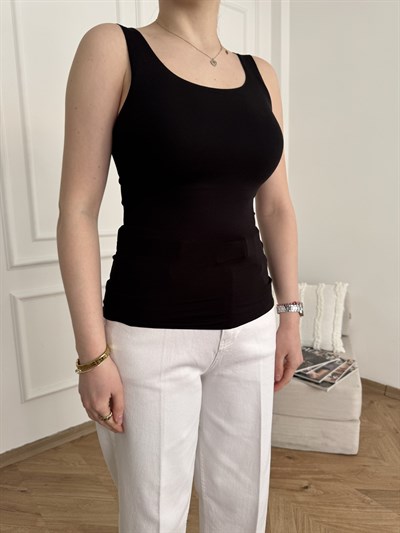 Yuvarlak Yaka Penye Atlet Siyah