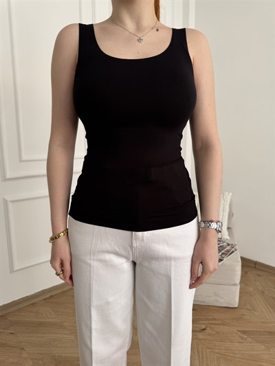 Yuvarlak Yaka Penye Atlet Siyah