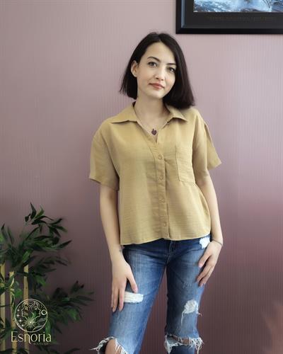 ESNORIA25K12KGML025-34-SVizon Tek Cepli Keten Gömlek