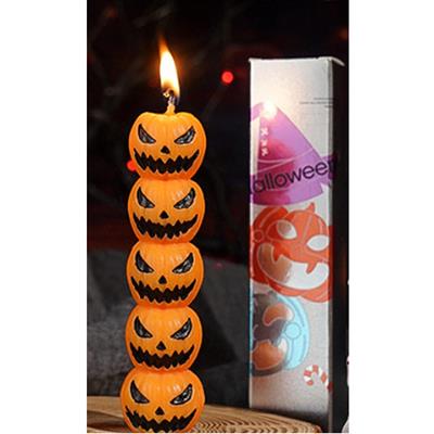 1 Adet 10,8cm Cadılar Bayramı Mini Mum Üst Üste Balkabağı