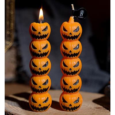 1 Adet 10,8cm Cadılar Bayramı Mini Mum Üst Üste Balkabağı