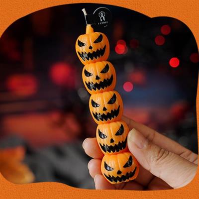 1 Adet 10,8cm Cadılar Bayramı Mini Mum Üst Üste Balkabağı