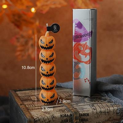 1 Adet 10,8cm Cadılar Bayramı Mini Mum Üst Üste Balkabağı