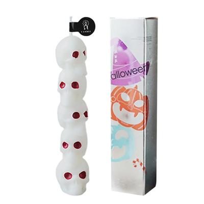 1 Adet 10,9cm Cadılar Bayramı Mini Mum Üst Üste Kuru Kafa