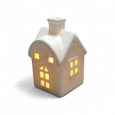 1 Adet 10x6cm  Mini Seramik Ev Led Işıklı Dekor Biblo