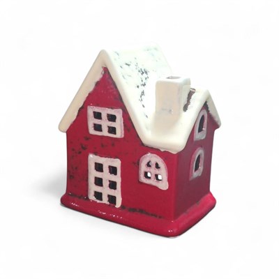 1 Adet 10x8cm Mini Seramik Ev Dekor Biblo Kırmızı Ev Mumluk